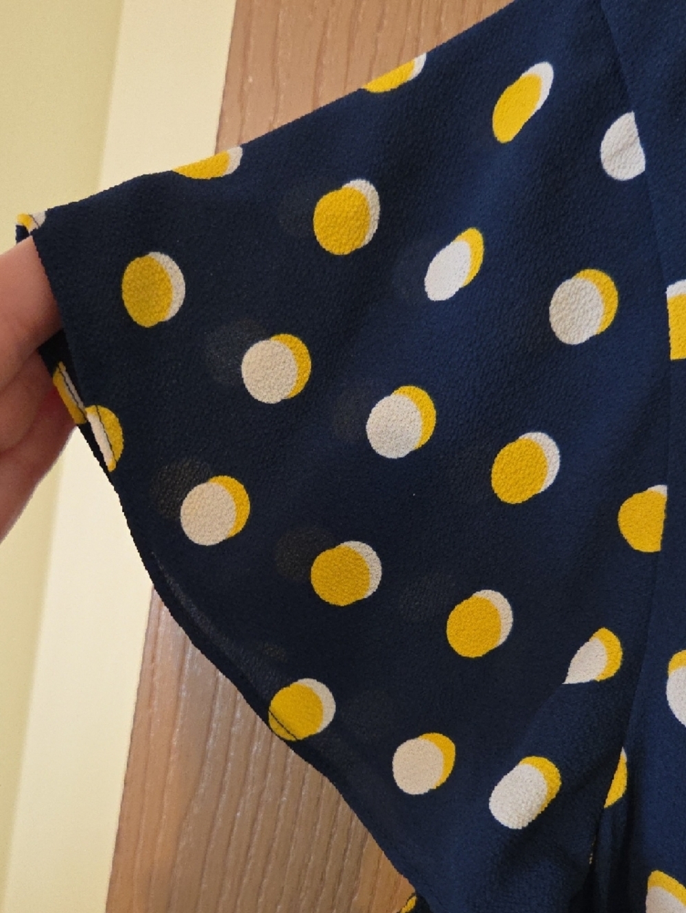 Talbots Navy Polka Dot Midi Dress with Yellow and White Dots Size 16 - Picture 6 of 6